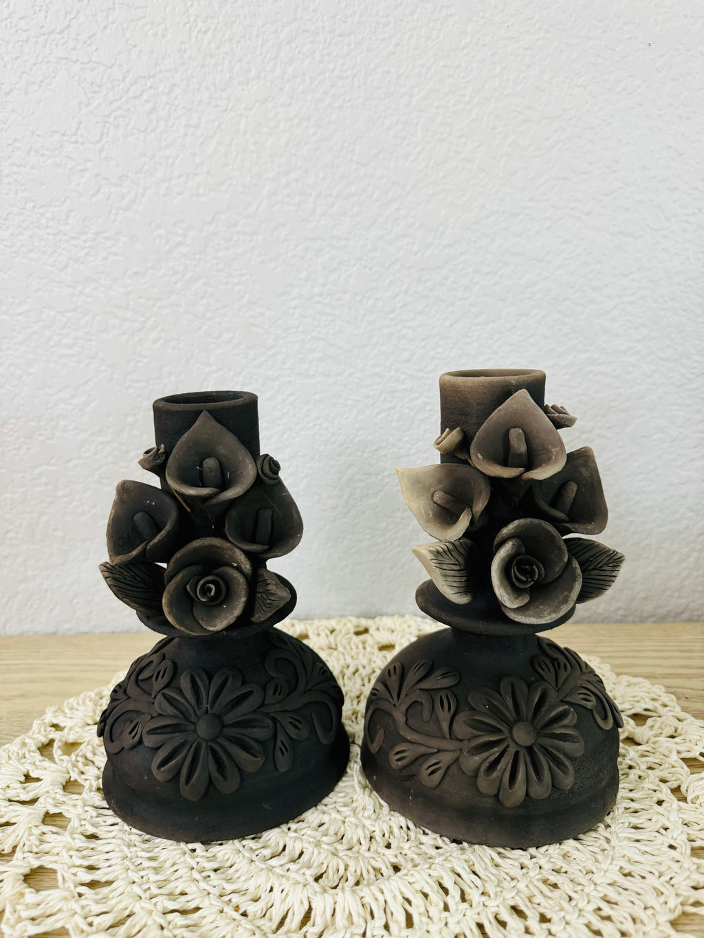 Atzompa Ahumado candleholders