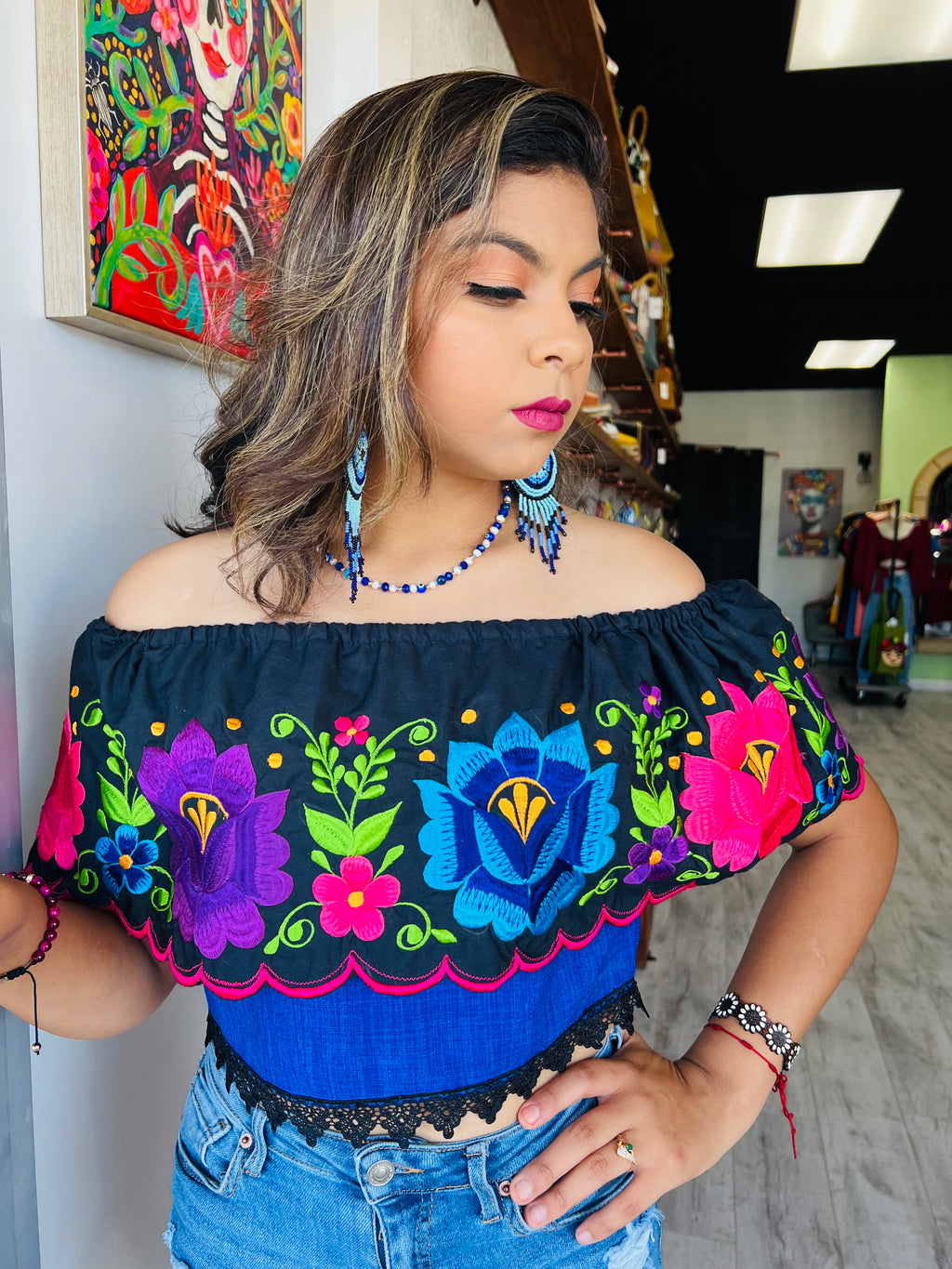 Blusas mexicanas bordadas de moda sales