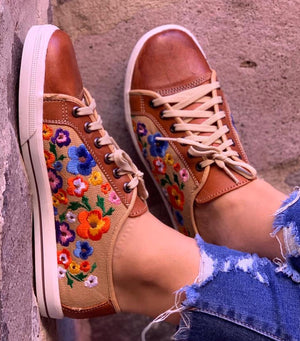 Wild Pansy Embroidered Sneaker